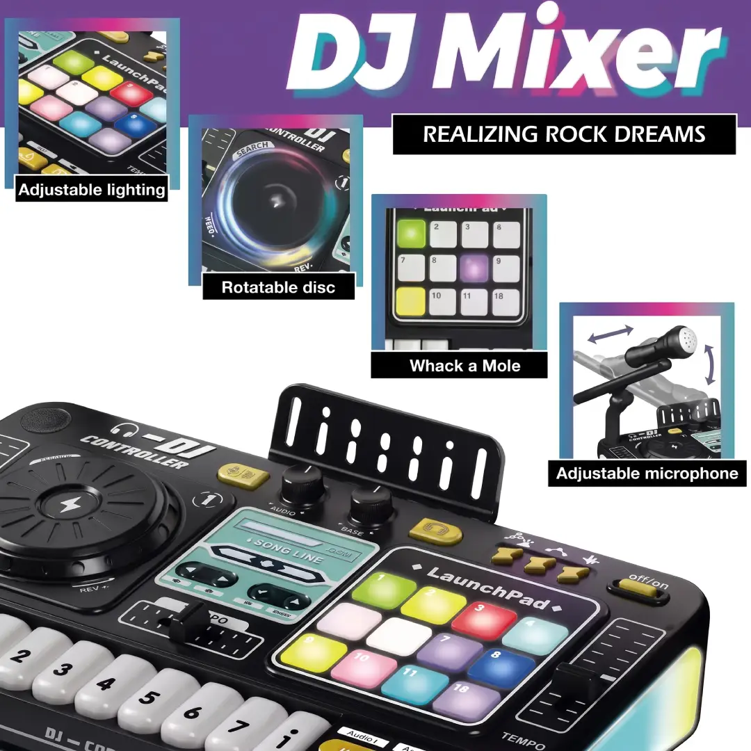 Kids DJ Mixer Controller Toy – Multifunctional Music Effects Keyboard & Electronic Piano Learning Toy image 4