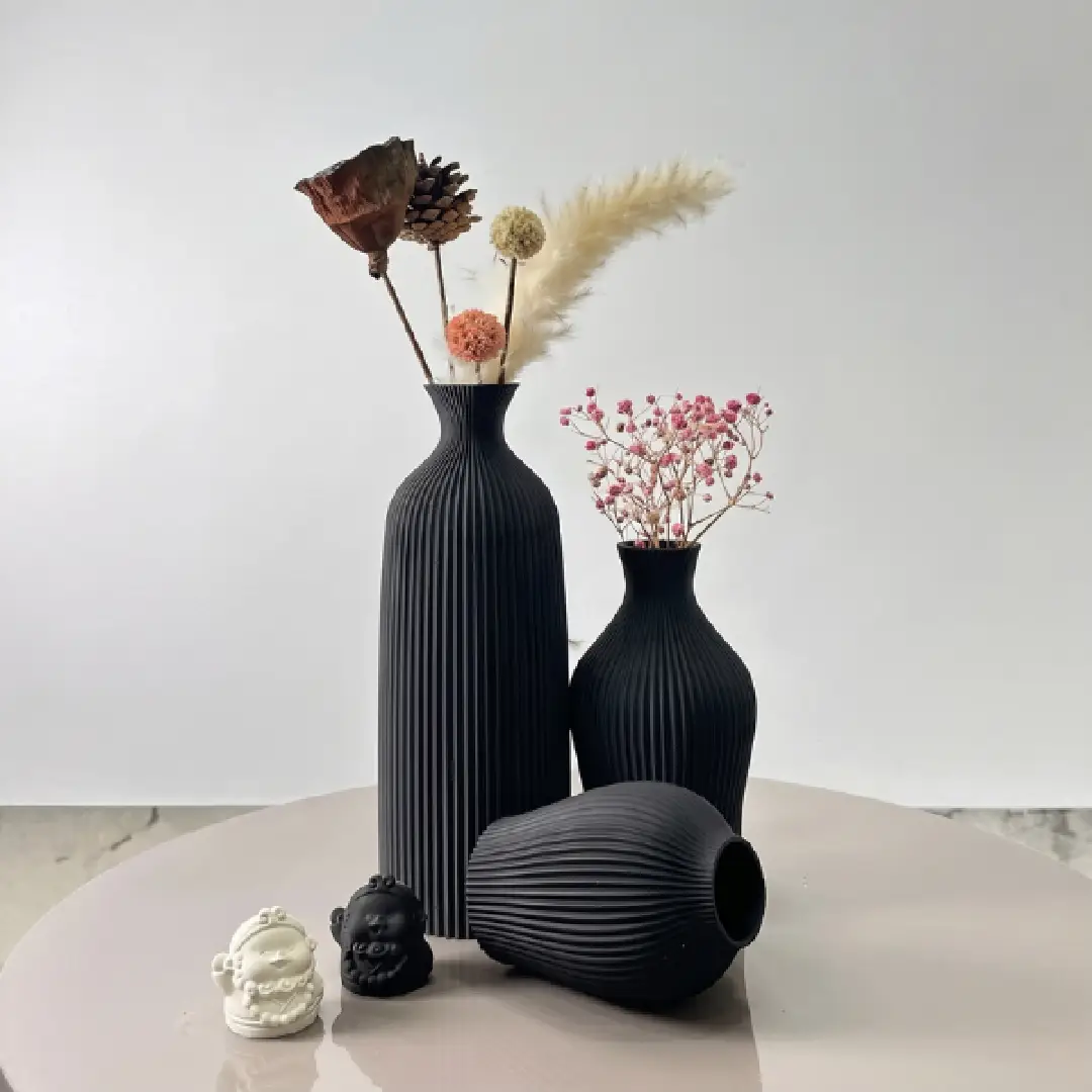 3-Piece Artistic Decorative Vase Set, Elegant Dry Flower Ornaments for Home, Office & Holiday Decor image 4