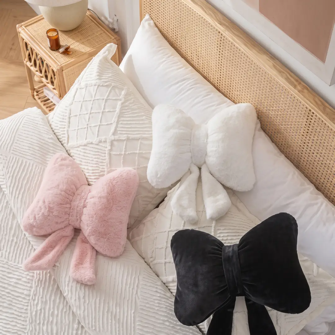 Pink Butterfly Bow Throw Pillow for Bed and Sofa Decor image 3