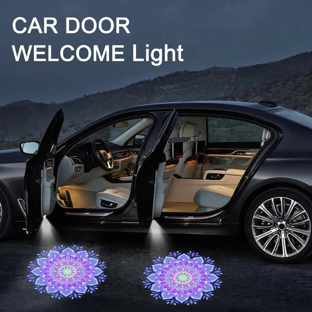 Mandala Purple Lotus Car Door Projector Lights 2 Pcs
