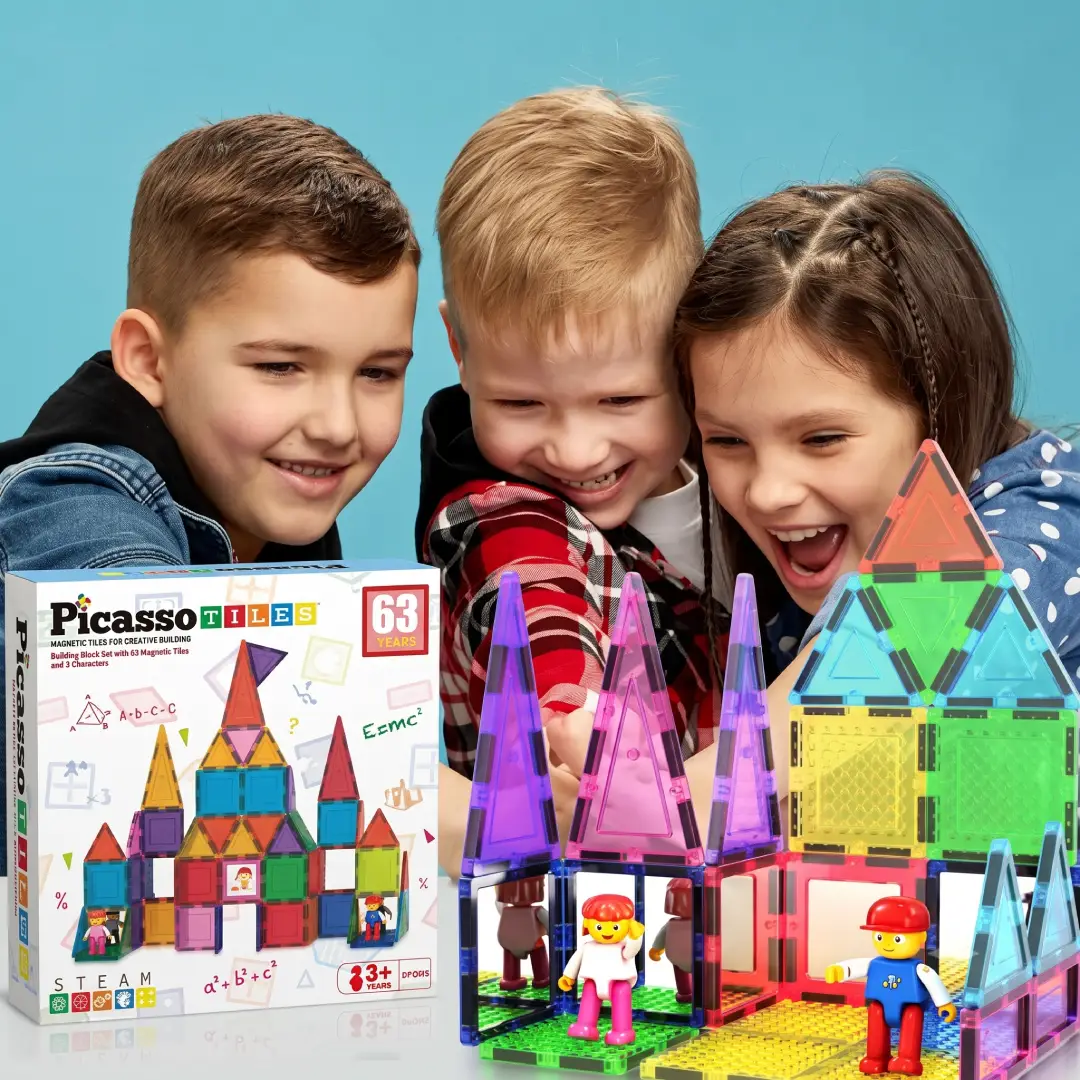 63 Pcs Magnetic Building Blocks STEM Toy Set image 1