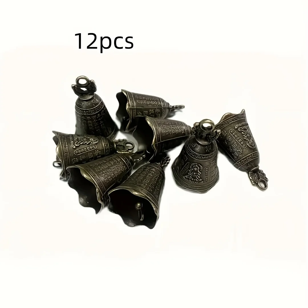 12pcs Mini Metal Bells, Vintage Style Decorative Charms for Crafts, Office, Home & Garden Decoration, DIY Pendant Gifts