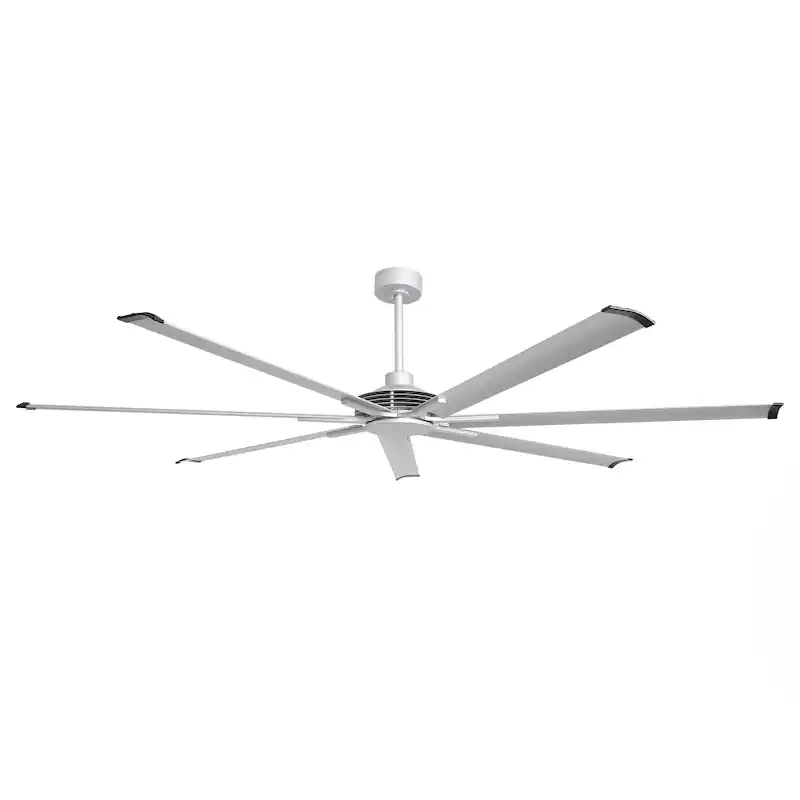 HVLS Industrial Ceiling Fan, 84 Inch Ceiling Fan with Light and Remote, 7 Aluminum Blades, Reversible DC Motor, 94RPM, 11200CFM, 6 Speeds, 2 Downrods, ETL Listed, Silver Large Fan for Shop, Garage