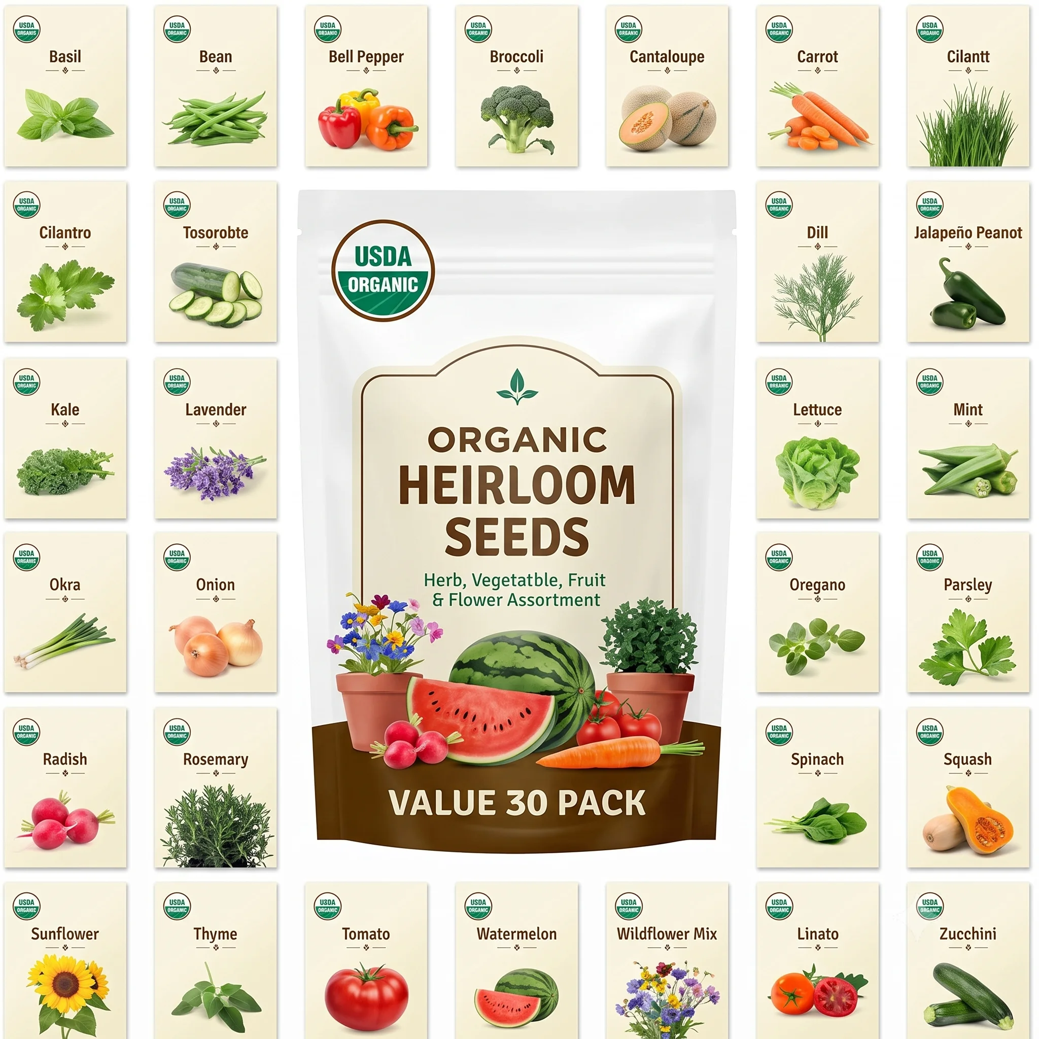 Back to the Roots Organic Heirloom Seeds 30 Count Set image 1