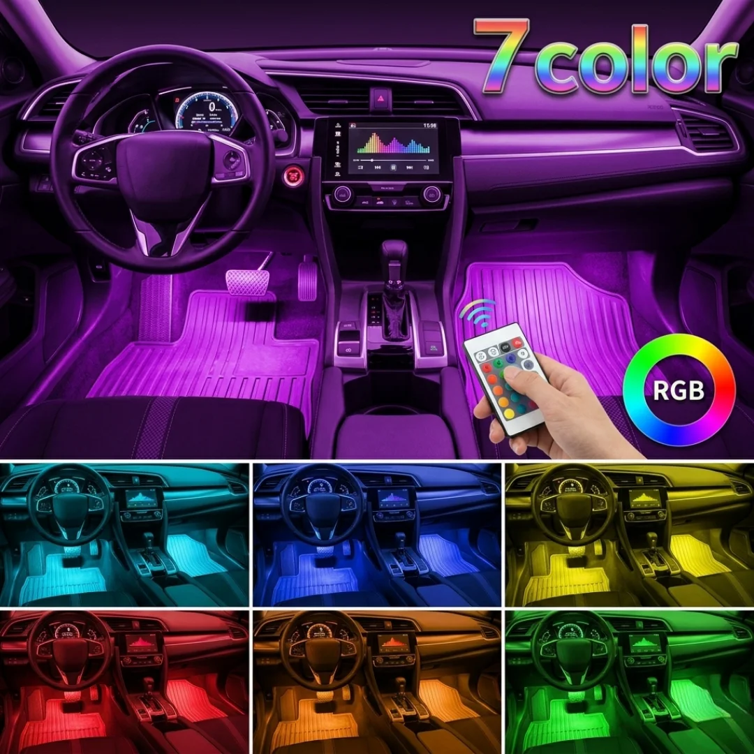Car Interior LED Strip Lights 12V Ambient Lighting with App and Remote image 1