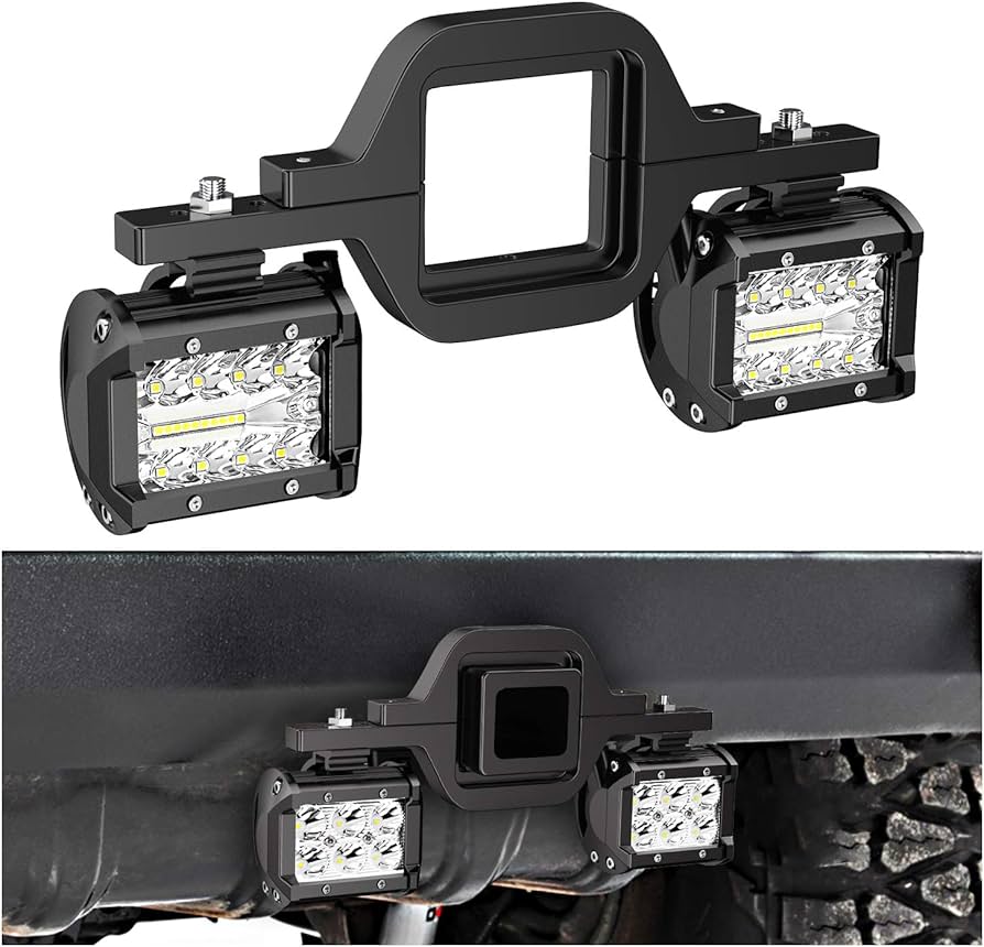 Nilight 2 Pcs 4 Inch 60W Led Pods with 2 Inch Tow Hitch Mounting Brackets Backup Reverse Lights Rear Light Bar for Pickup ATV SUV Truck Trailer Boat