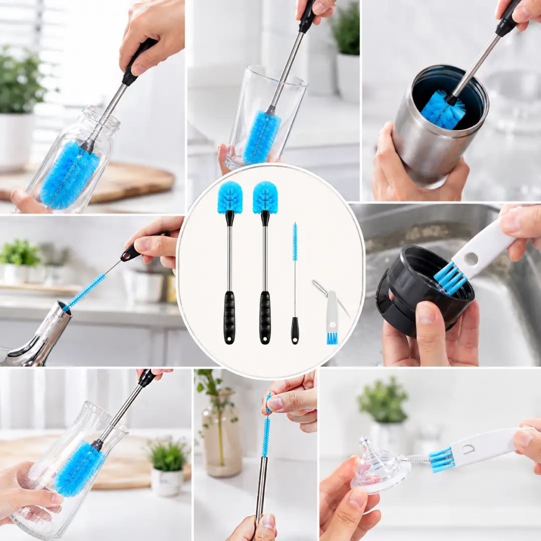 3-in-1 Long Handle Bottle Brush with Straw and Lid Cleaner image 2