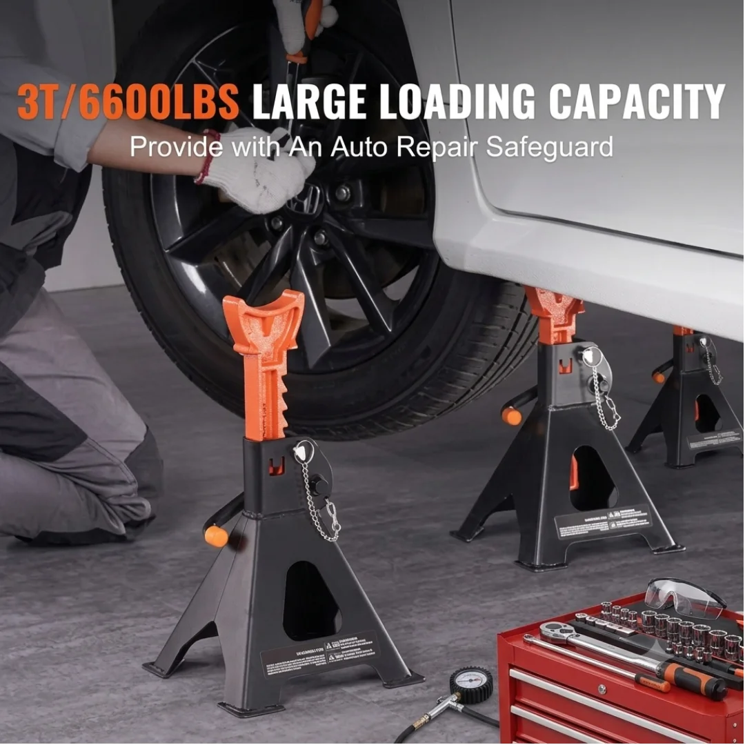 BIG RED 3 Ton Steel Jack Stands Pair 6000 lb Car Lifting Stands image 2