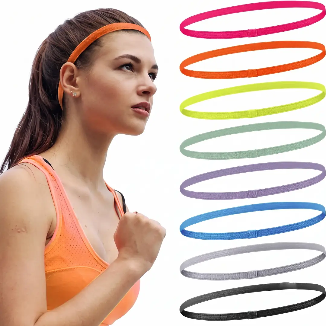 8 Pcs Non Slip Sports Running Headbands for Women and Men image 1