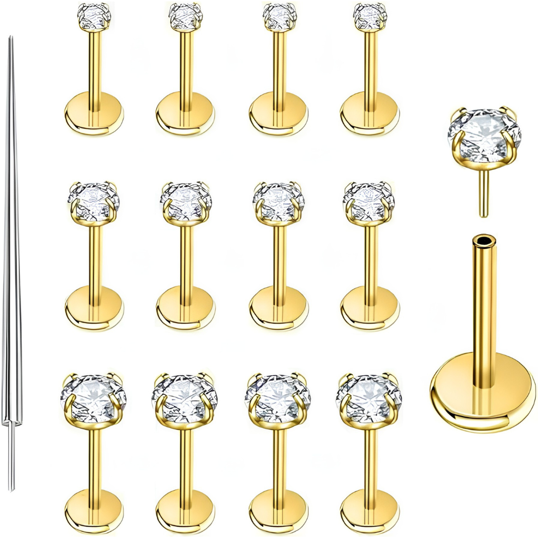Flat Back Piercing Stud Earrings 16G 18G 20G Surgical Steel