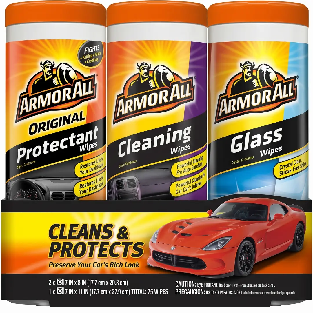 Armor All Protectant Glass and Cleaning Wipes Pack of 3
