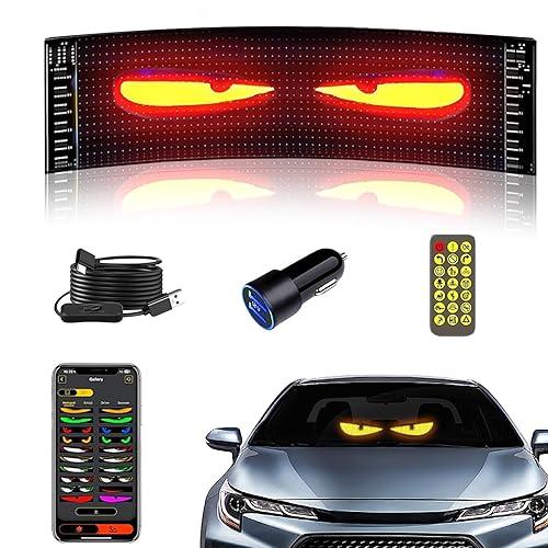 Flexible Devil Eyes Light for Windshield,LED Sign for Car,LED Digital Panel with Animations, Remote Control & Bluetooth APP for Cars,SUVs,Trucks(14.6'' * 3.6''-1PCS)