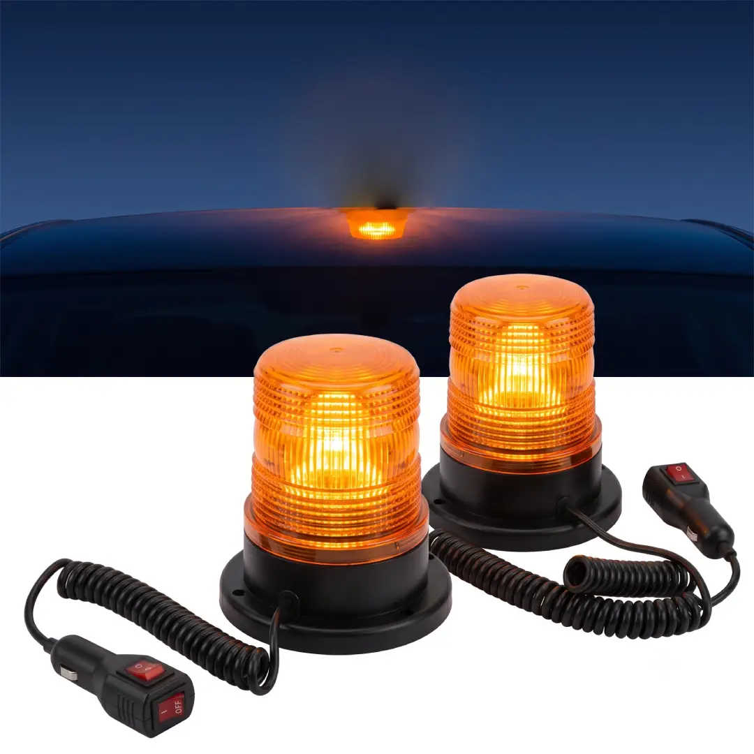 2 Pcs Magnetic LED Warning Beacon Lights Amber Strobe image 2