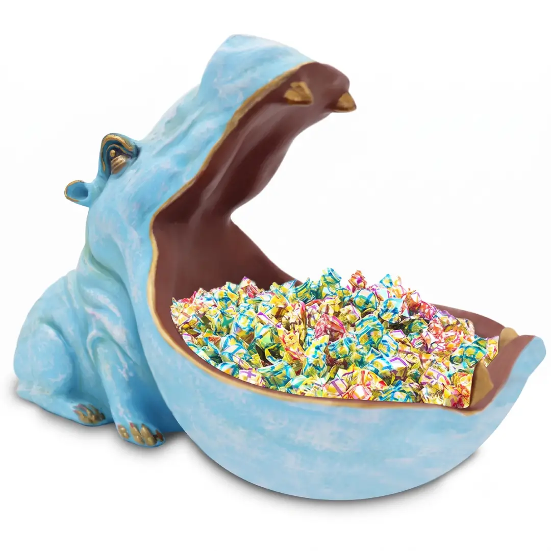 Hippo Statue Candy Dish Resin Decorative Key Bowl image 4