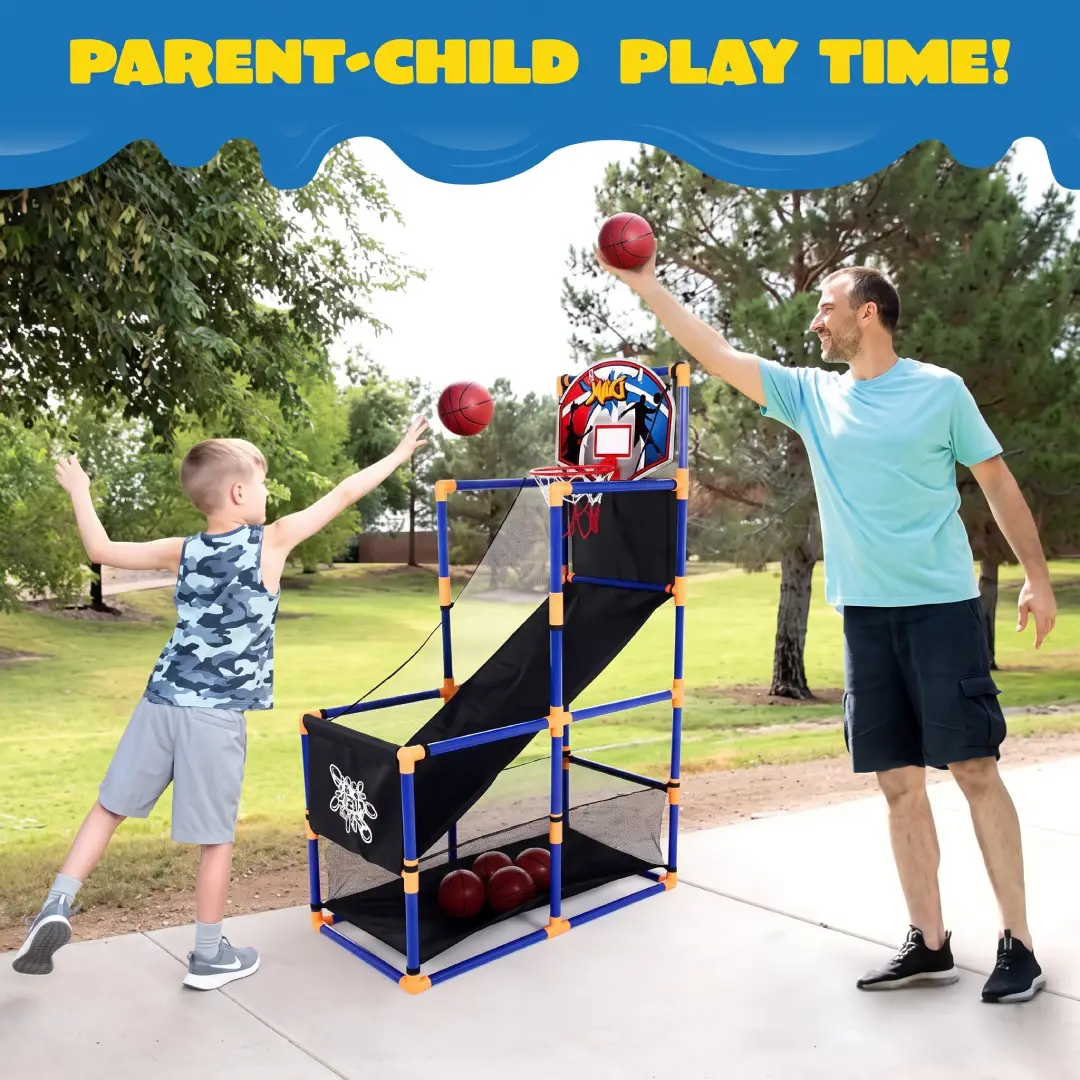 Kids Arcade Basketball Game Set – Indoor & Outdoor Hoop with 4 Balls & Pump image 5