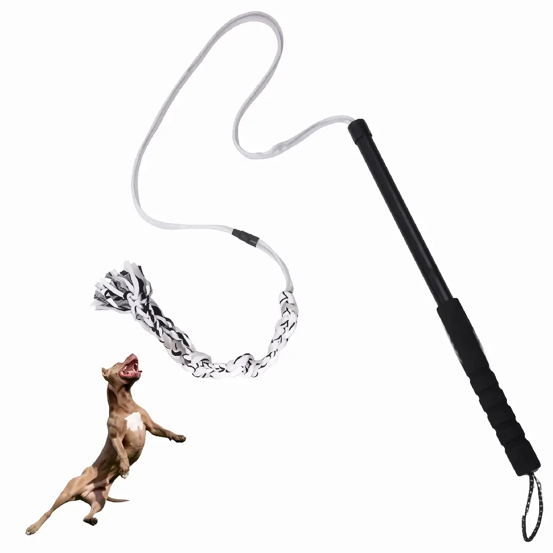 Interactive Flirt Pole for Dogs – 35-Inch Dog Chase & Tug Toy with Fleece Lure for Exercise & Training