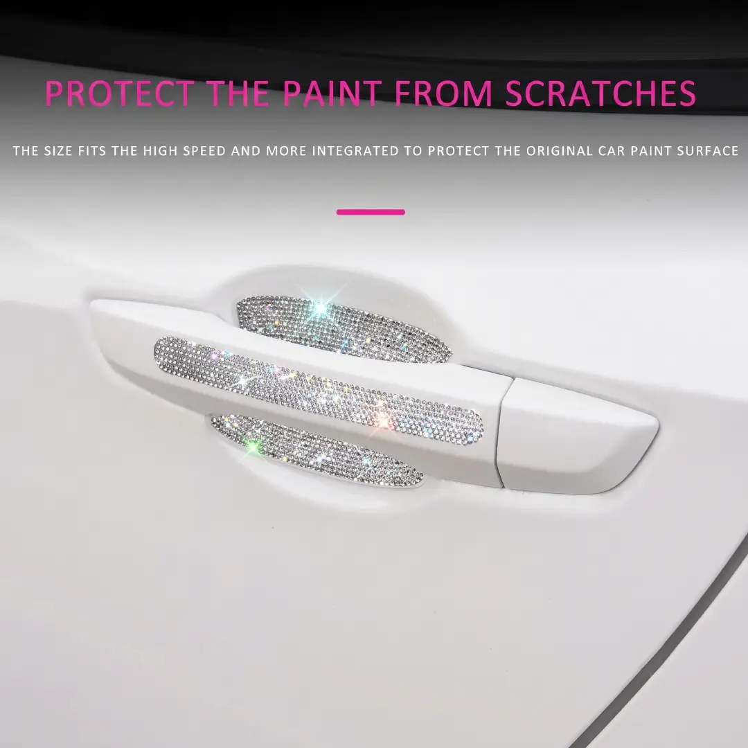 Bling Car Door Handle Protector Anti-Scratch Rhinestone Stickers image 4