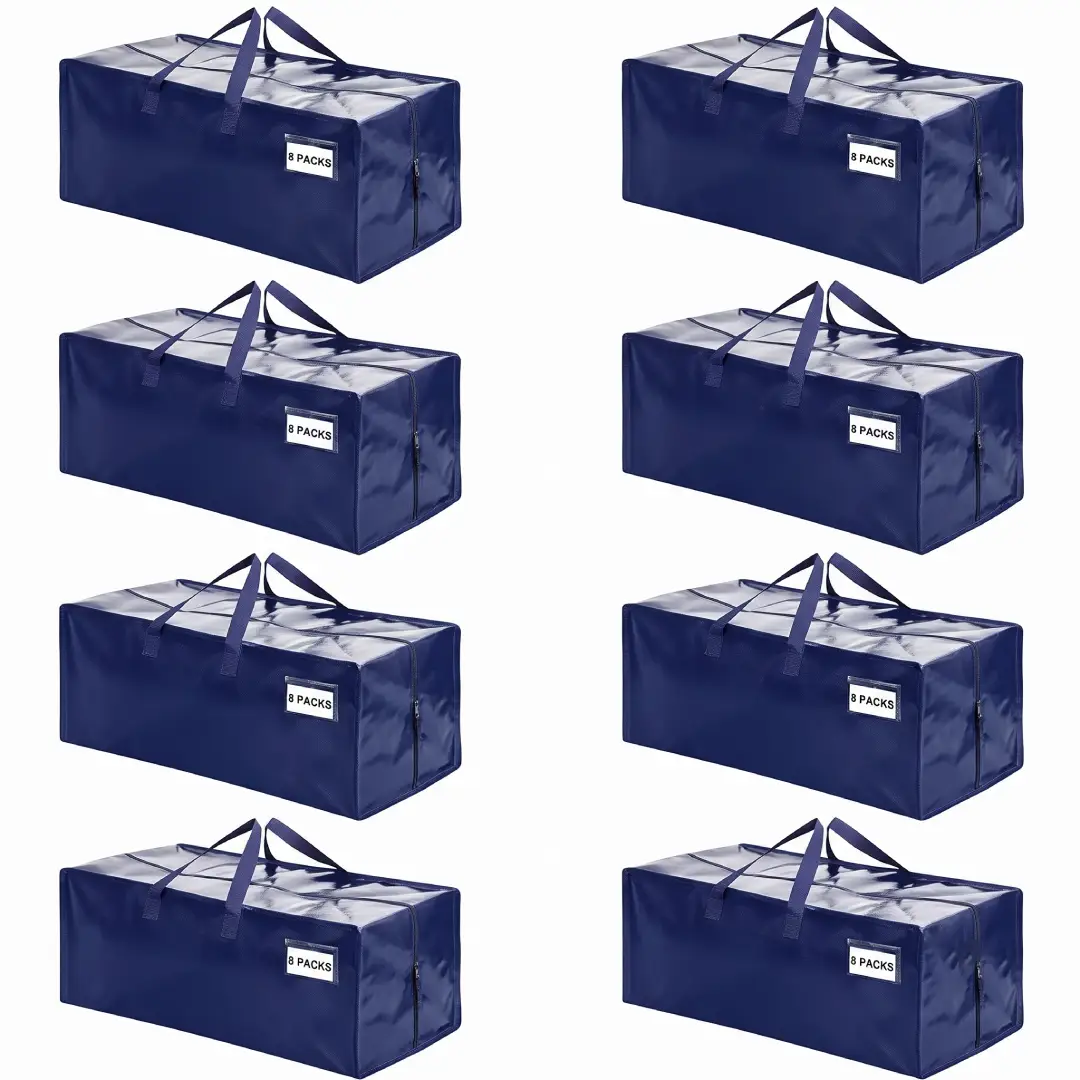 8 Pack Heavy Duty Moving Bags with Zippers and Handles