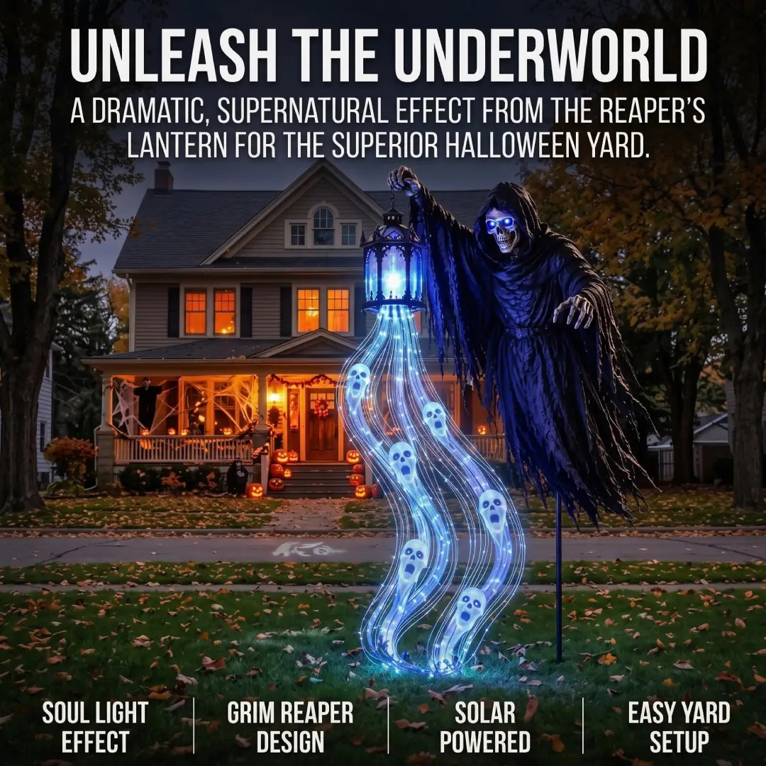Halloween Grim Reaper Yard Stake, Solar Ghost Soul Light Outdoor Decoration image 5