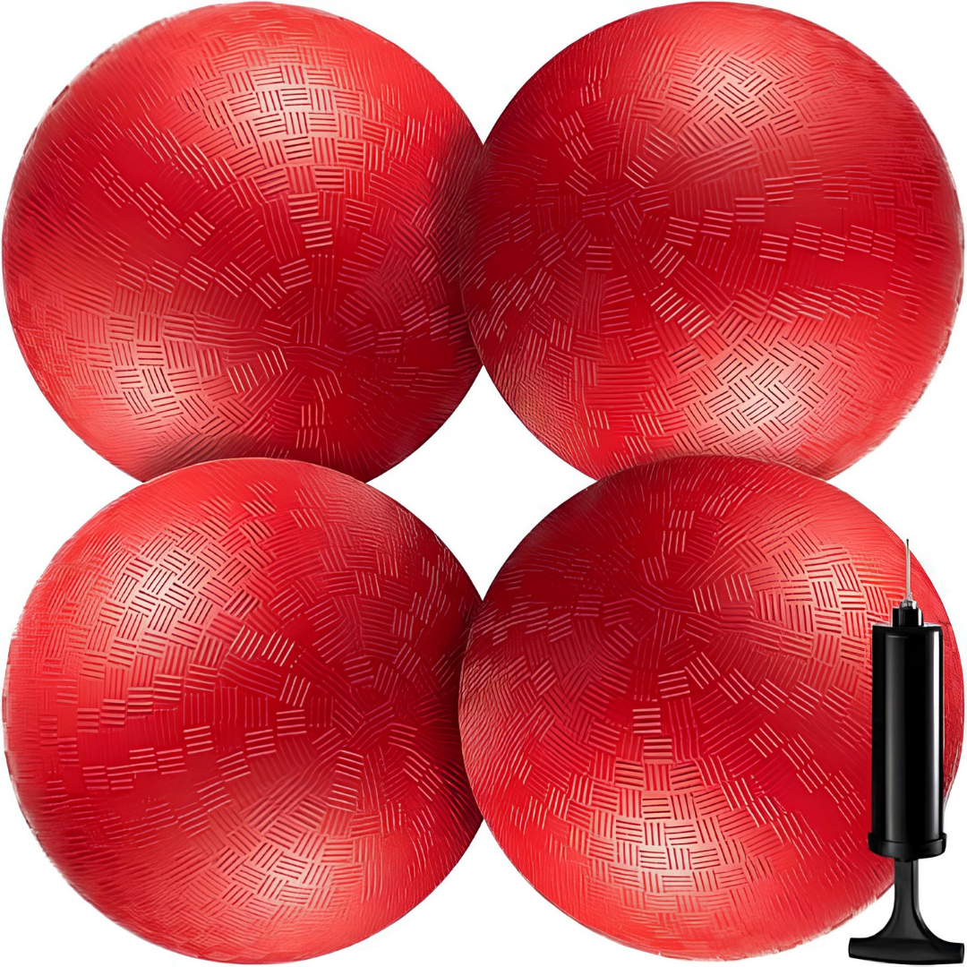 Playground Balls for Kids 4 Pack 9 Inch Dodgeballs with Pump