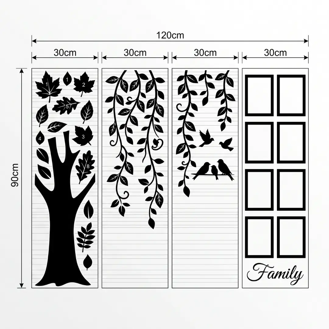 Large Family Tree Photo Wall Decal, PVC Self-Adhesive Tree Mural for Living Room & Home Decor image 5