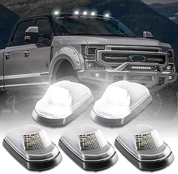 POPMOTORZ 5PCS White LED Cab Roof Lights Roof Top Clearance Lights Cab Marker Lamps for 2017 2018 2019 2020 2021 2022 Ford F250 F350 F450 F550 Super Duty Led Roof Running Light