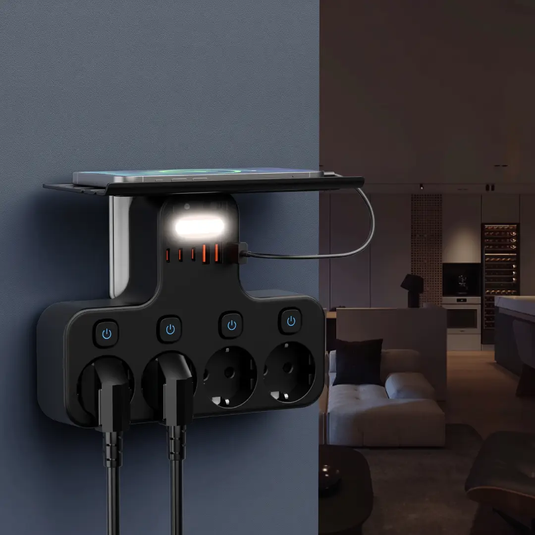 4000W EU Plug Power Strip with USB-C Ports, Independent Switches & Smart Night Light image 5