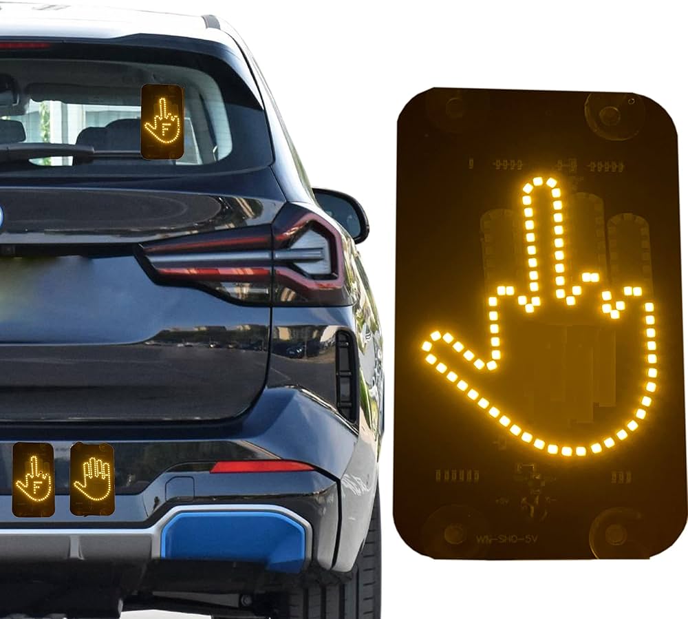 LED Middle Finger Sign for Car, Truck, Thank You Lights, Thumb Up Down Light, Cool Car Interior Light to Express Yourself, Cool Funny Car Accessories Gadgets