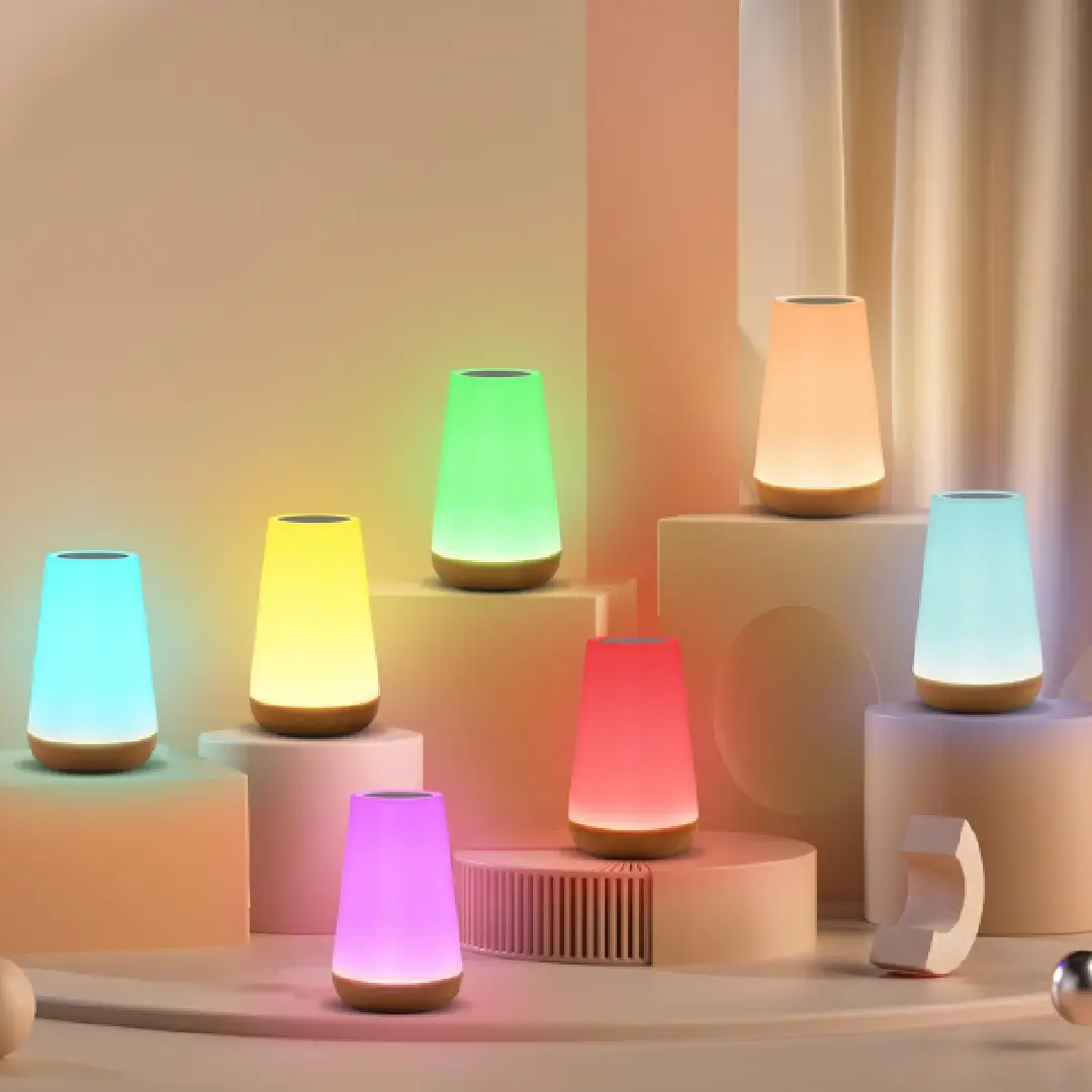 USB Rechargeable Touch Lamp, Dimmable RGB Table & Bedside Night Light with 13 Colors for Bedroom, Baby & Kids image 2