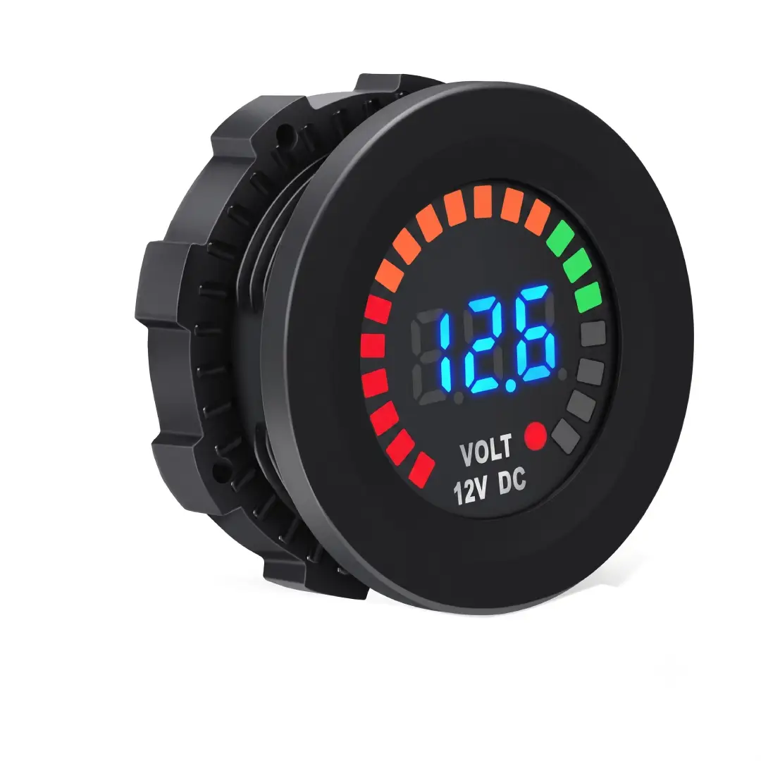 12V Car Digital Voltmeter Gauge Blue LED Display image 4