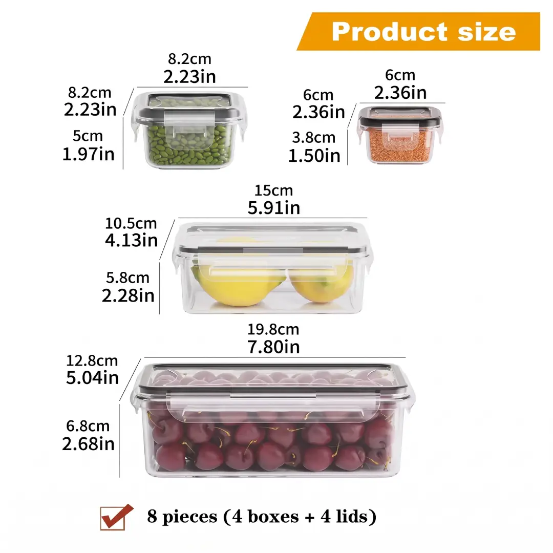 8-Piece BPA-Free Airtight Food Storage Containers with Locking Lids image 2