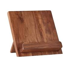Beautiful Wooden Cookbook Stand for Your Kitchen Counter – Solid Wood Scalloped Book Holder Keeps Cookbooks & Tablets Open, Stable 2-Piece Slot Design, Easy-Clean, Perfect for Everyday Cooking