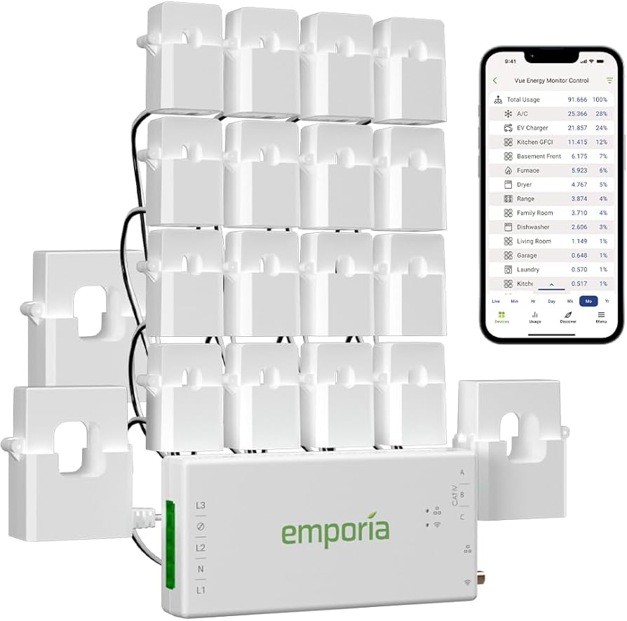 Emporia Vue 3 Home Energy Monitor - Smart Home Automation Module and Real Time Electricity Usage Monitor, Power Consumption Meter, Solar and Net Metering for UL Certified Safe Energy Monitoring