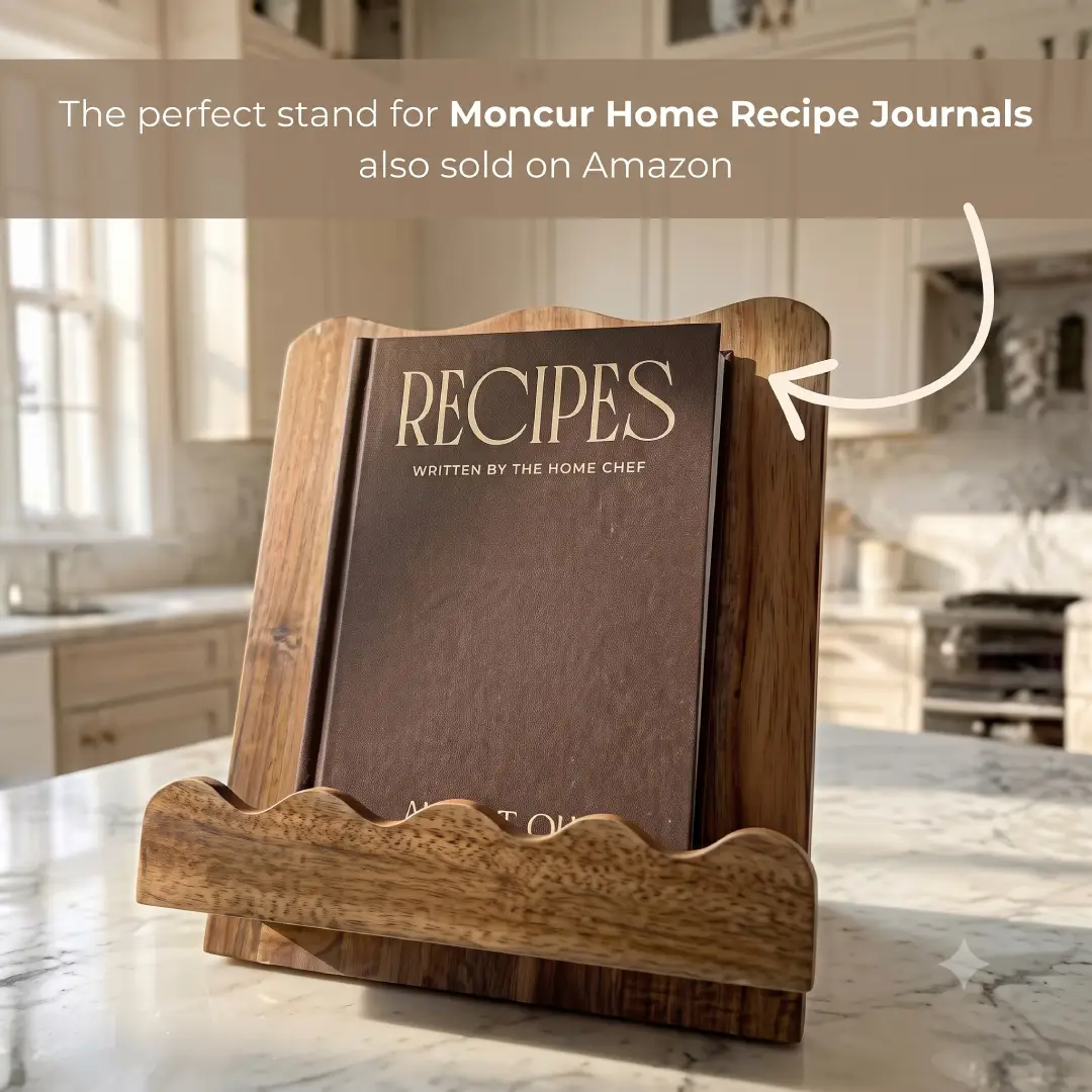 Scalloped Wooden Cookbook Stand for Kitchen Counter image 2