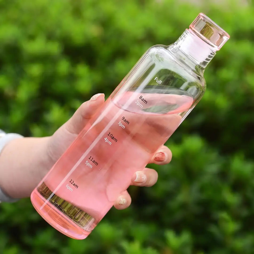 500ml Transparent Sports Water Bottle with Time Marker image 1