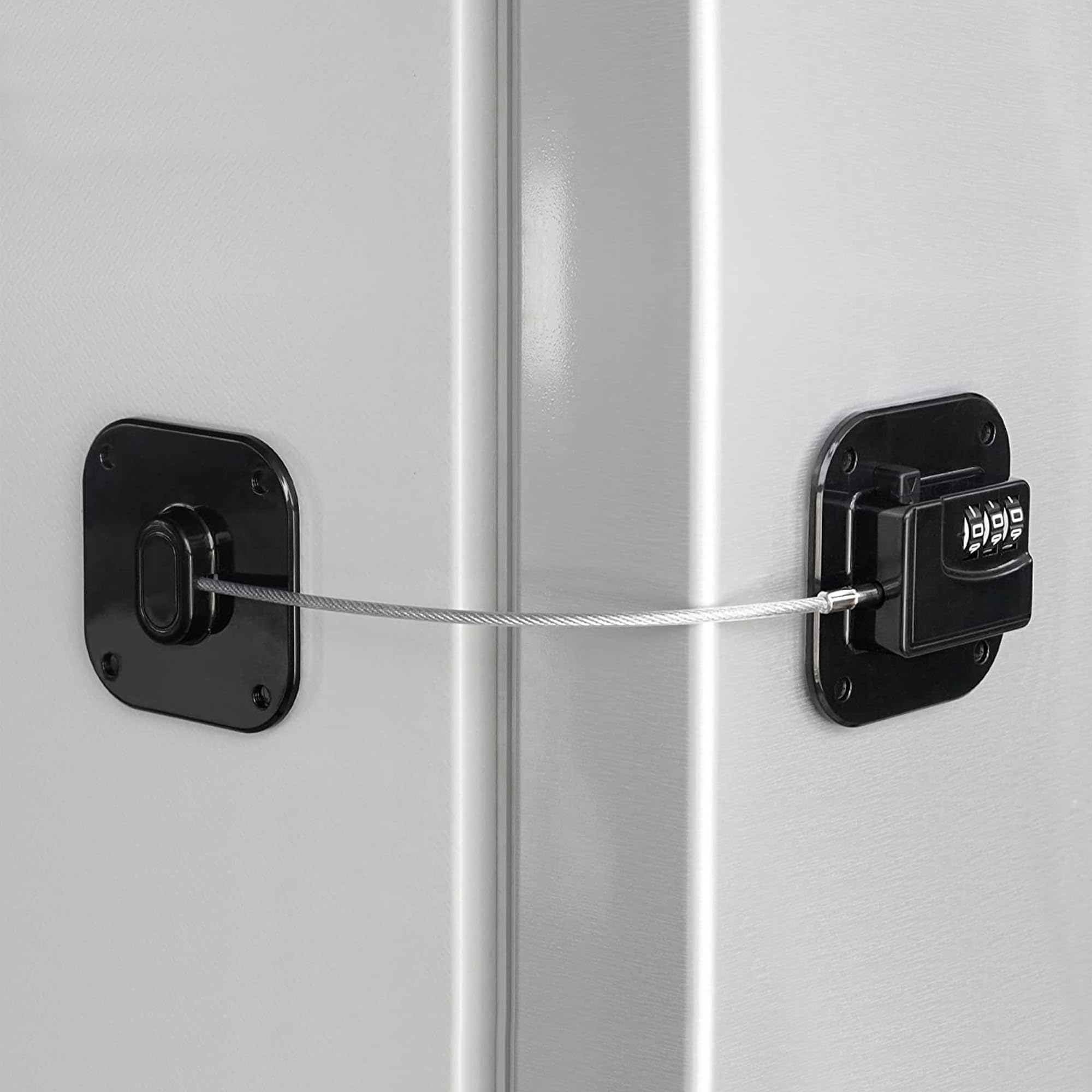 Refrigerator Lock, Heavy Duty Fridge Lock, Combination Lock for Refrigerator Cabinets, Drawers, Safety, Easy Install No Keys Needed (Black-2Pack)