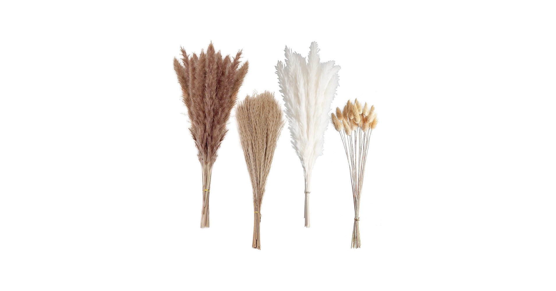 Dried Pampas Grass Decor, 100 Stems Pampas Grass Contains Bunny Tails Dried Flowers, Reed Grass Bouquet for Wedding Boho Flowers Home Table Decor, Rustic Farmhouse Party (17", White and Brown)