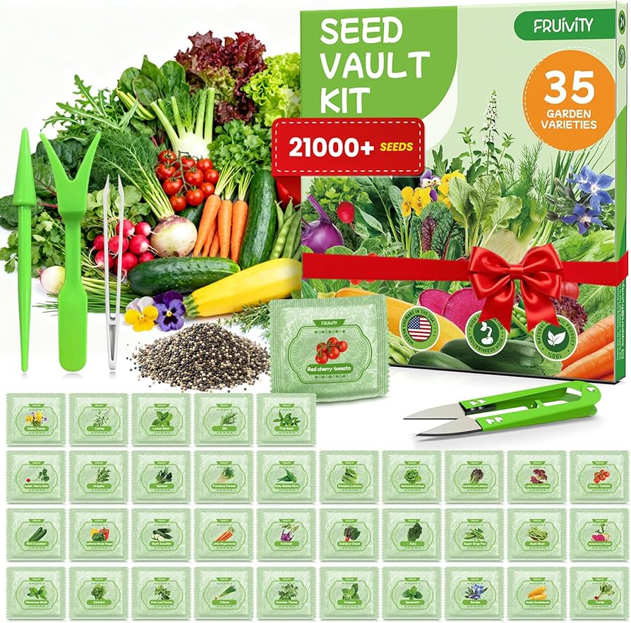 35 Heirloom Seeds Variety Pack - 21000+ Non-GMO Seeds for Planting Vegetables and Fruits, Home Garden Seeds for Hydroponic, Indoor and Outdoor, Unique Garden Starter Set Gift for Mother, Women...