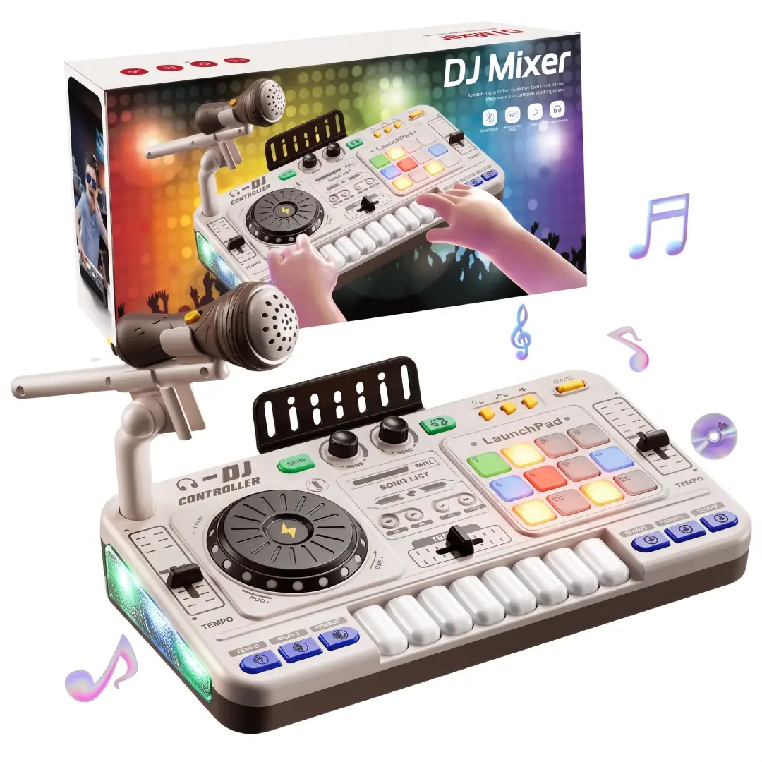 Kids DJ Mixer Controller Toy – Multifunctional Music Effects Keyboard & Electronic Piano Learning Toy image 3
