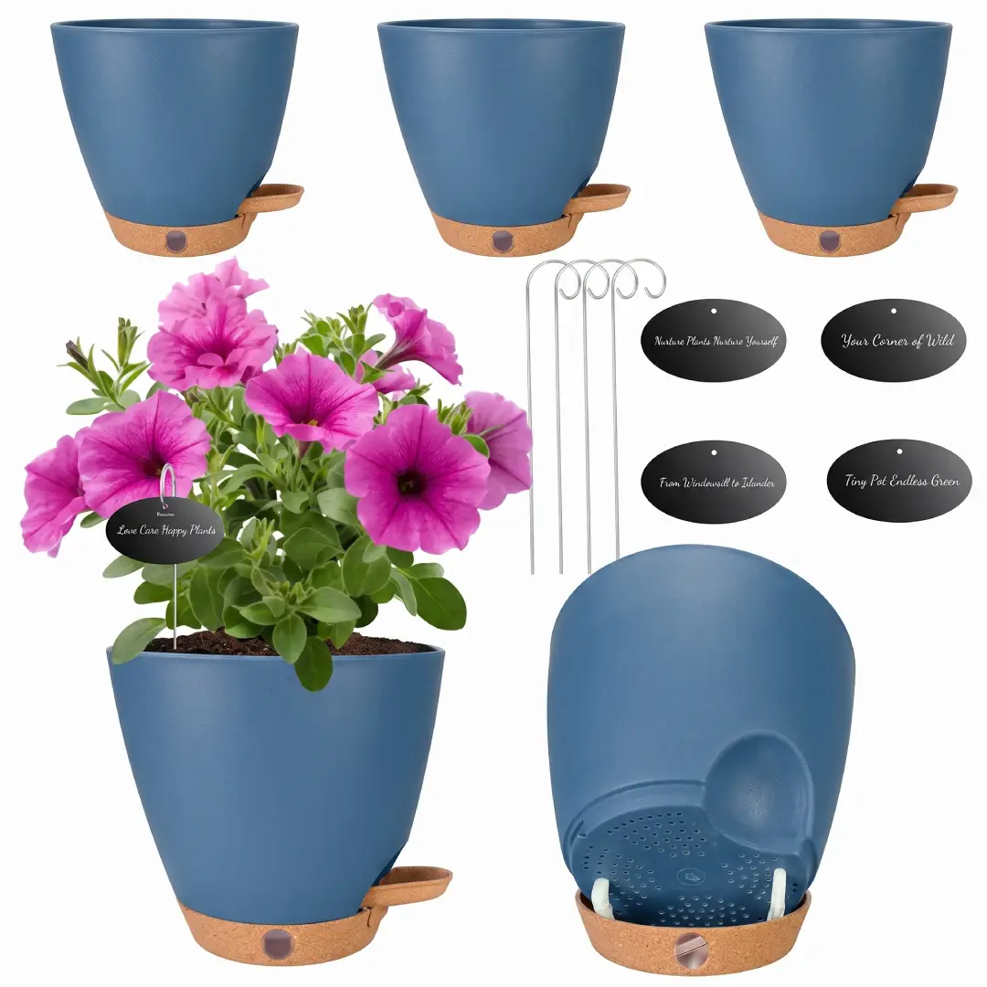 6 Inch Self-Watering Plant Pots with Visual Reservoir 5 Pack image 1