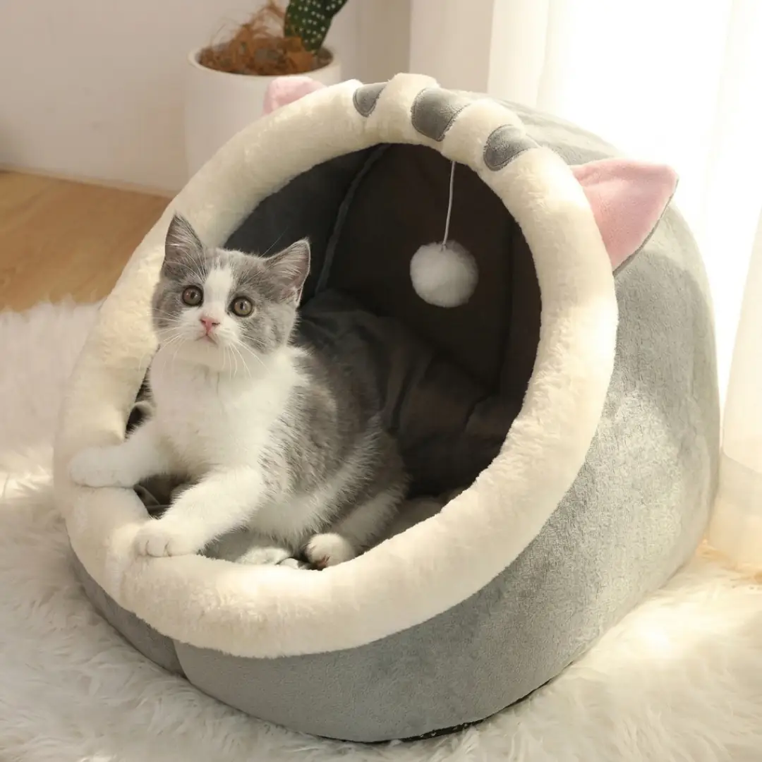 Deep Sleep Foldable Cat Bed for Cats and Small Dogs image 1