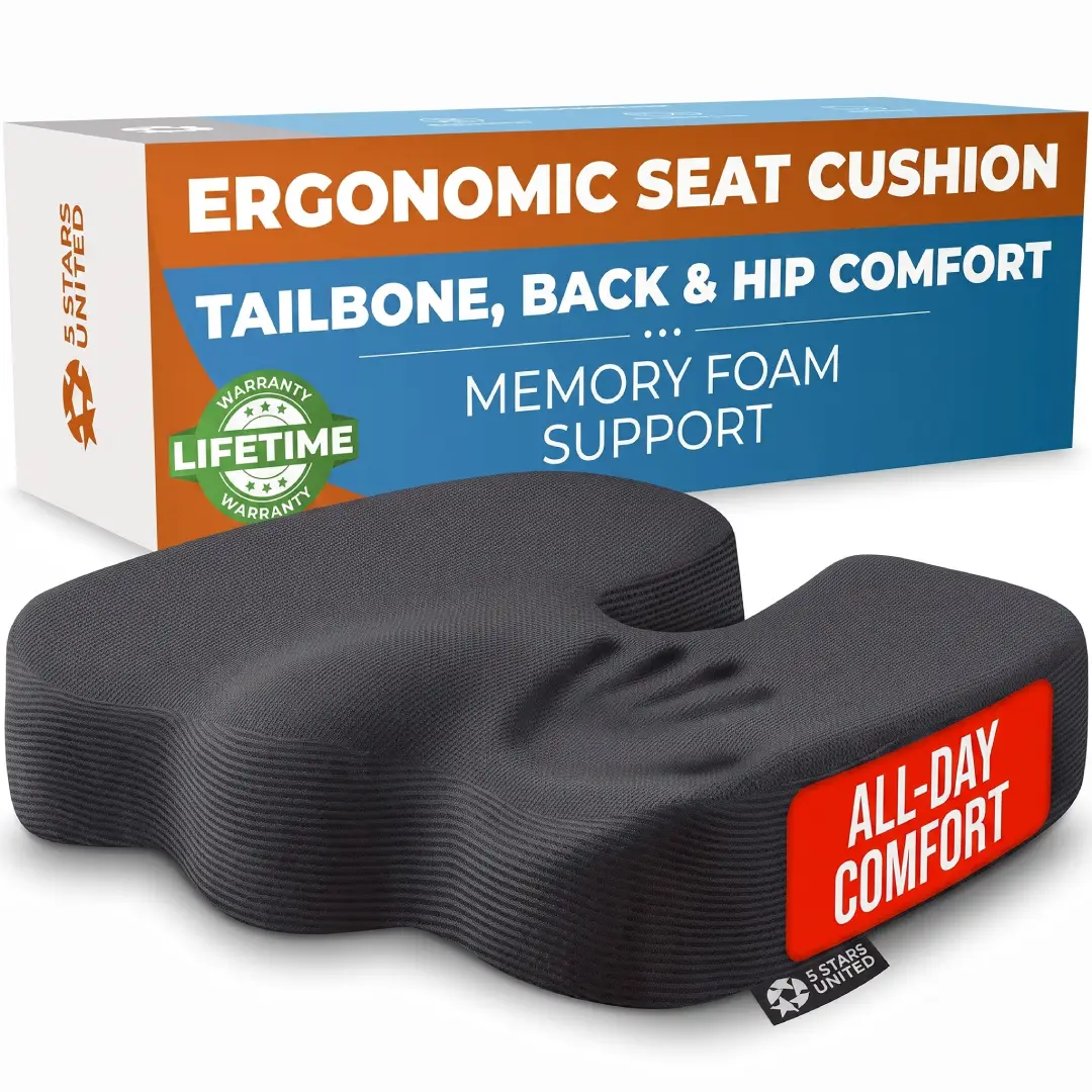 5 STARS UNITED Memory Foam Seat Cushion for Tailbone Support image 4
