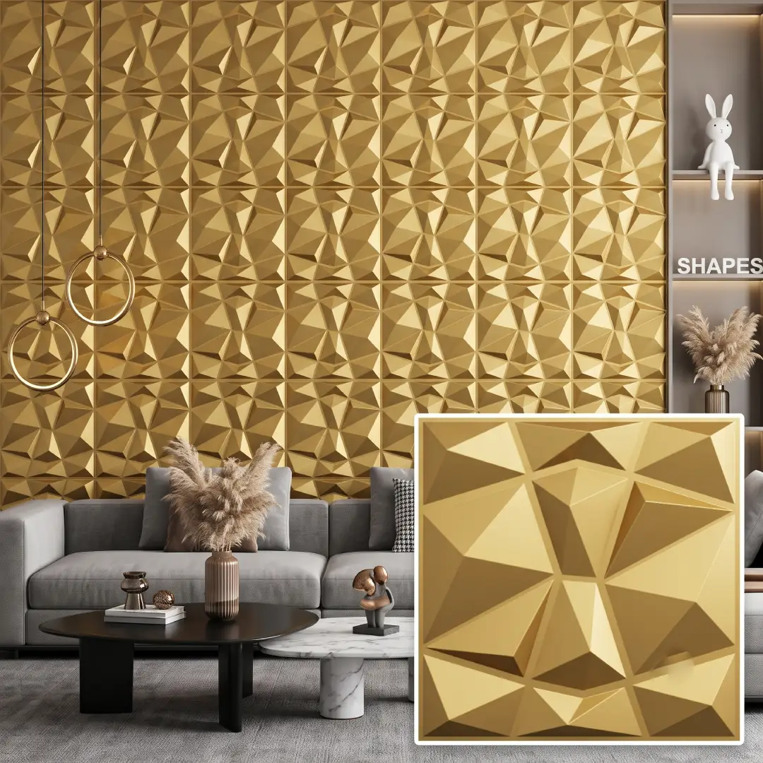 33 Pack Black 3D PVC Diamond Wall Panels 12x12 image 6