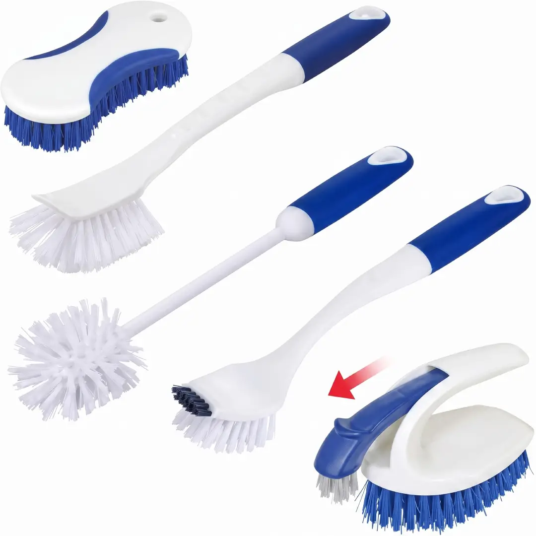 CELOX Kitchen Scrub Brush Set with Ergonomic Handle