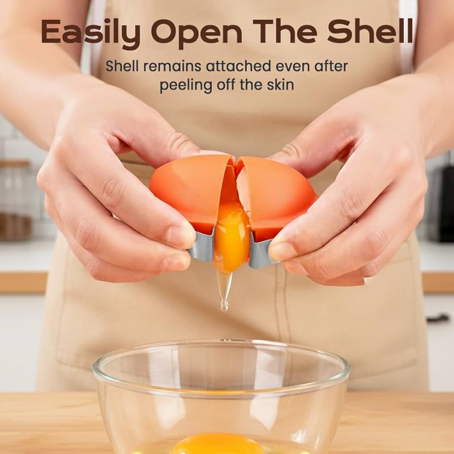Egg Shell Opener, New Multifunctional Peeler Shell Remover for Raw and Hard Boiled Eggs, Stainless Steel Egg Cracker Shell Opener Egg Cracker Tool for Home Kitchen (Orange, 1 Pcs)