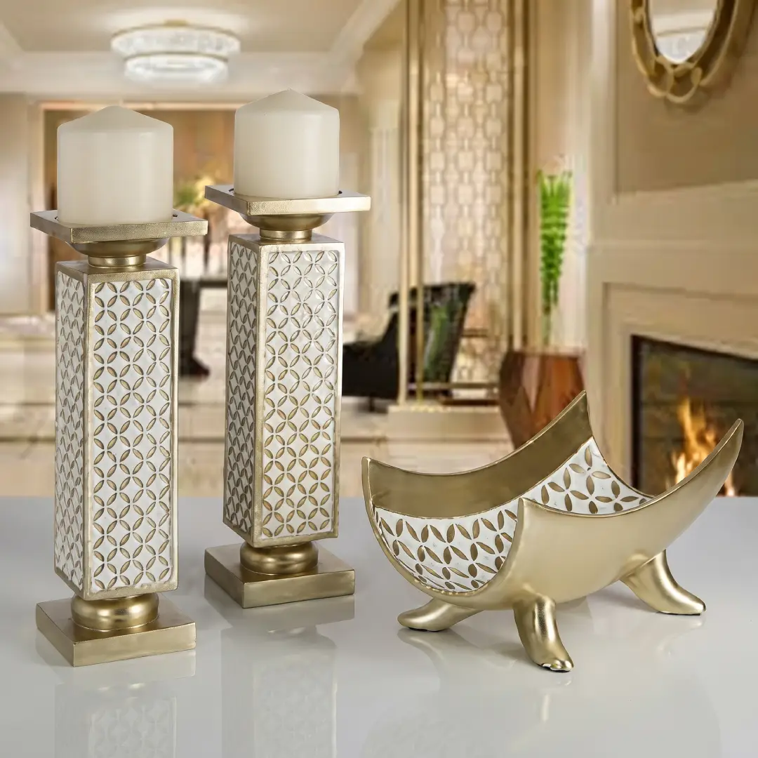 Schonwerk Diamond Lattice Pillar Candle Holders Set of 2 image 2