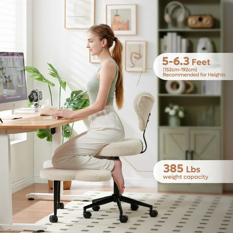 Pinmoco Ergonomic Cross Legged Office Chair, ADHD Must Have, 4 Inch Extra Thick , Strong Lumbar Support, Height-Adjustable , 360° Swivel Meditation Chair with Footrest, Yoga Chair, Christmas Gift for Fidgety Sitter And Yoga Lover
