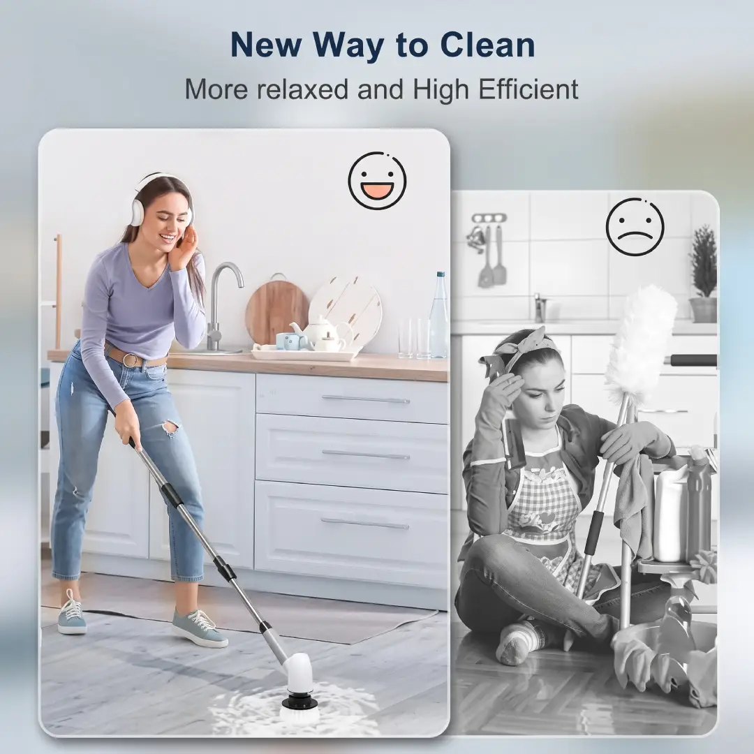 Bomves Cordless Electric Spin Scrubber with 8 Brush Heads image 6