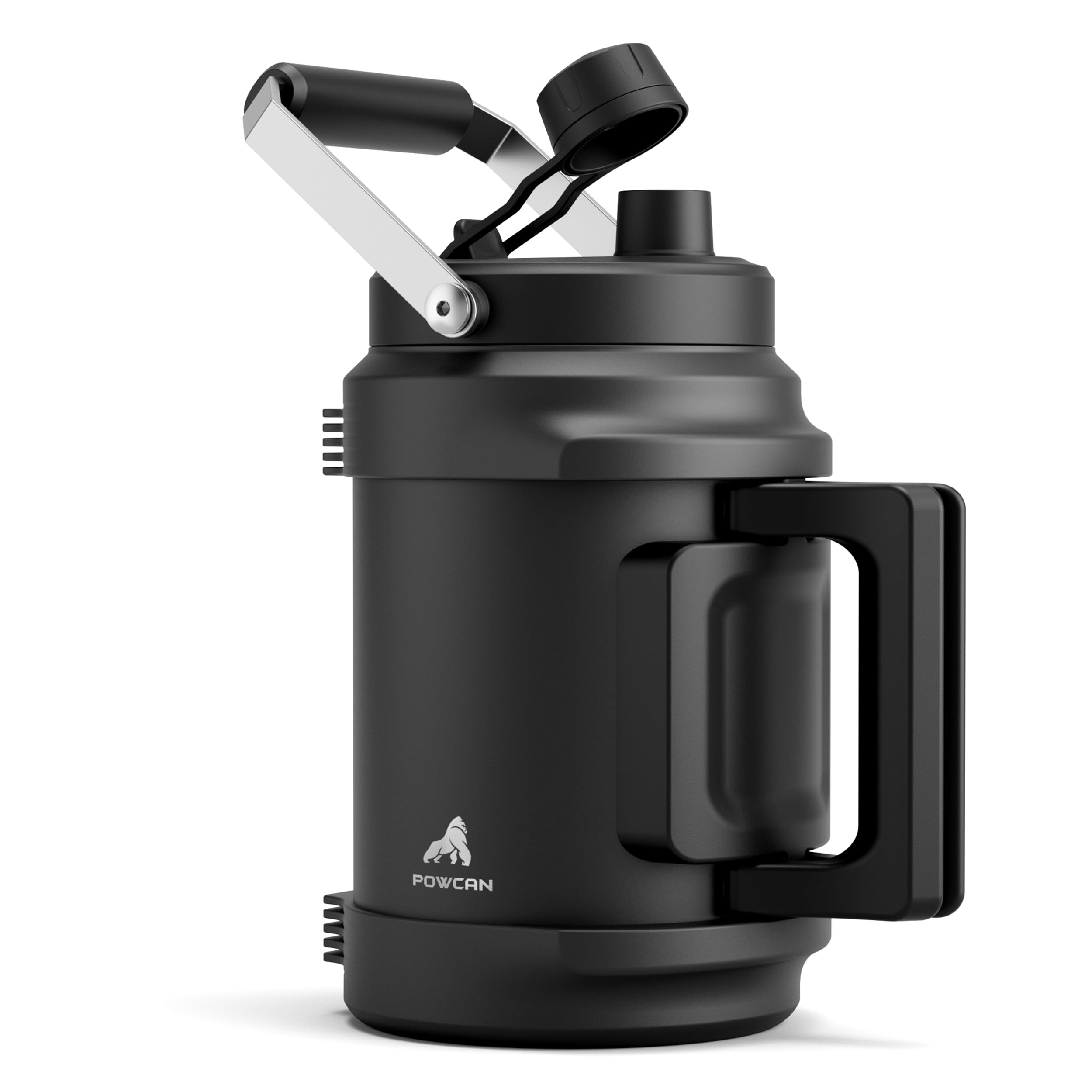 64 oz Insulated Water Bottle for Gym: Meoky Triple Wall Vacuum Stainless Steel Half Gallon Water Jug - Top and Side Handles, 2-in-1 Straw and Spout Lid, Cold for 36 Hrs, Leak Proof for Camping (Night)