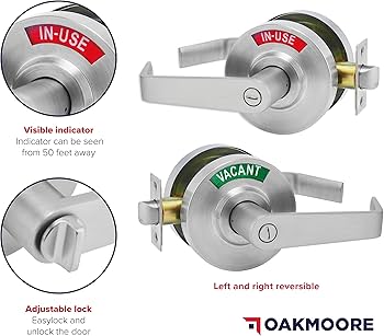 OAKMOORE Commercial Door Handle | Vacant Occupied & Commercial Restroom Lock for Public Bathroom & Industrial Buildings